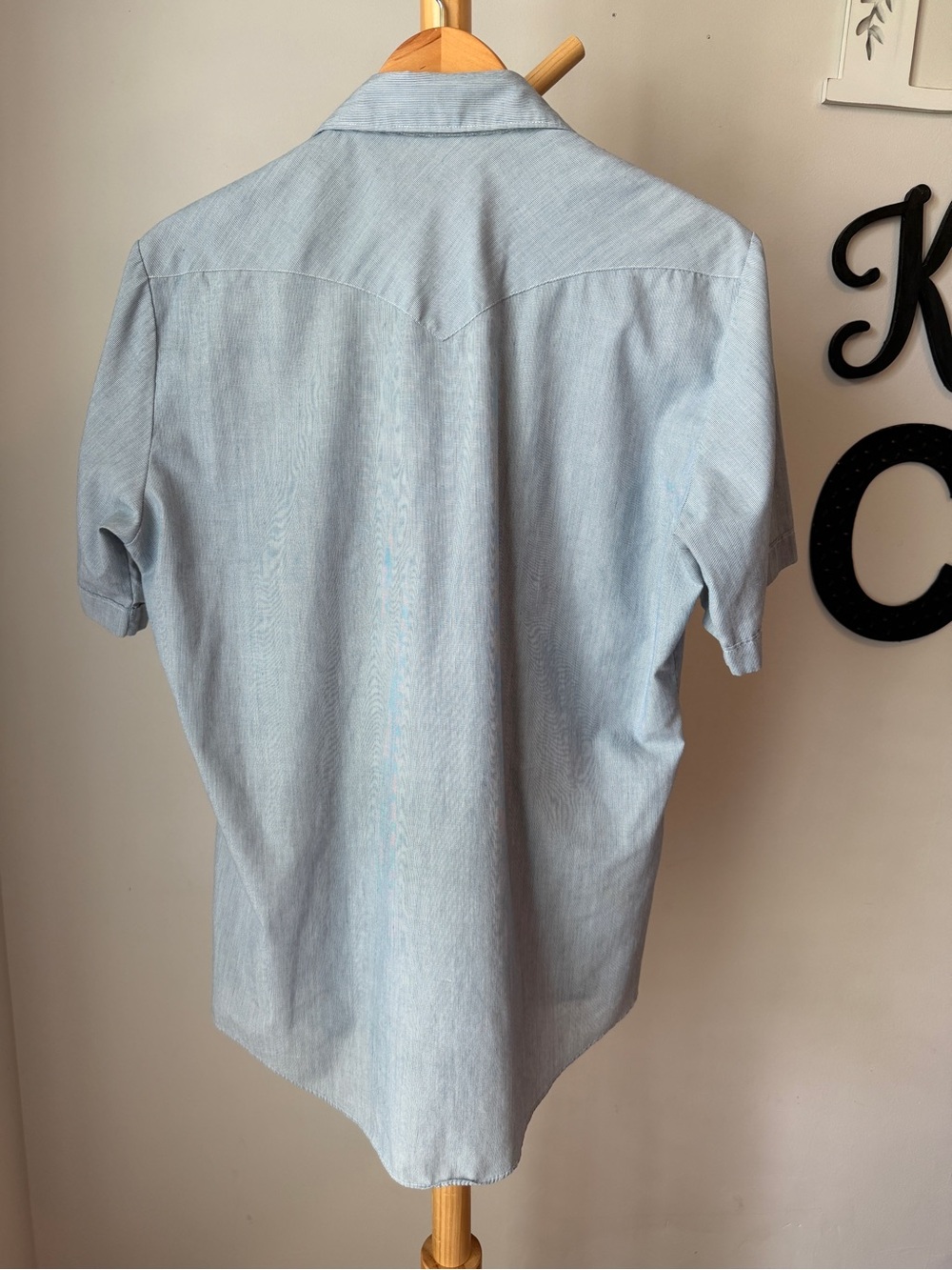 Vntg Authentic ata Western Wear Pearl Snap Short Sleeve Shirt Men’s Large Blue - Picture 2 of 7